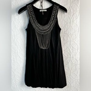 Molio Relio Black Dress Womens M Bubble Tank Metallic Collar Swinging Chains S